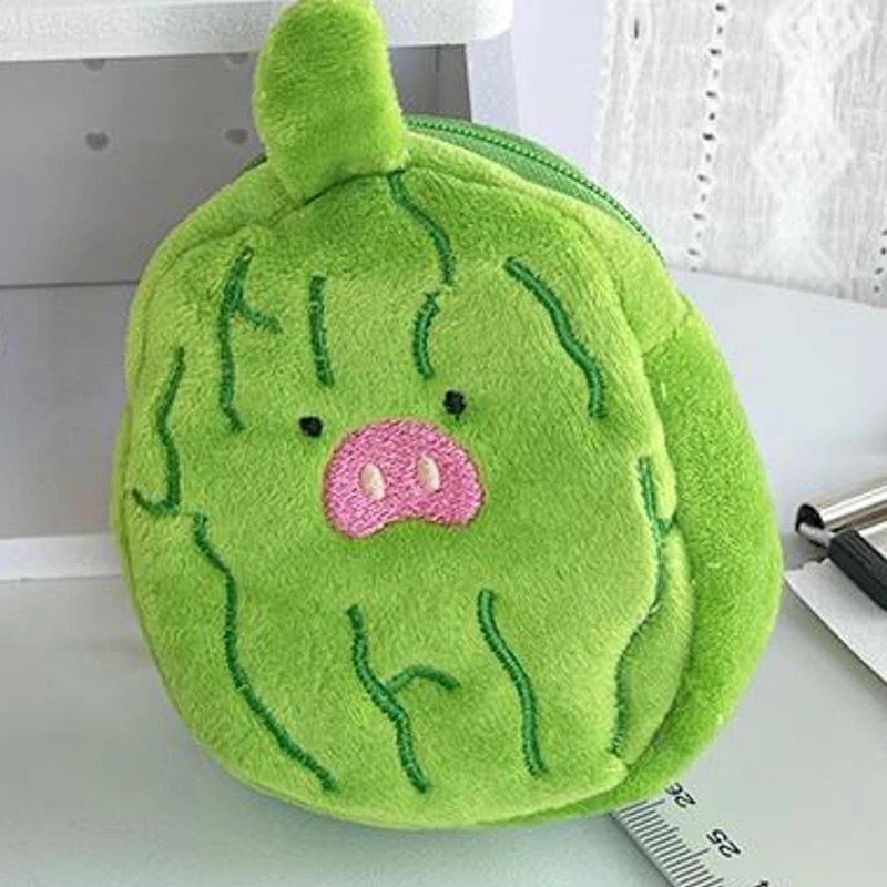 Cute Plush Bitter Melon Coin Purse Headphone Bag Backpack Mini Pendant