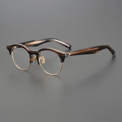 Retro oval glasses frame men's and women's eyebrow line half frame literary niche designer full frame prescription myopia glasse