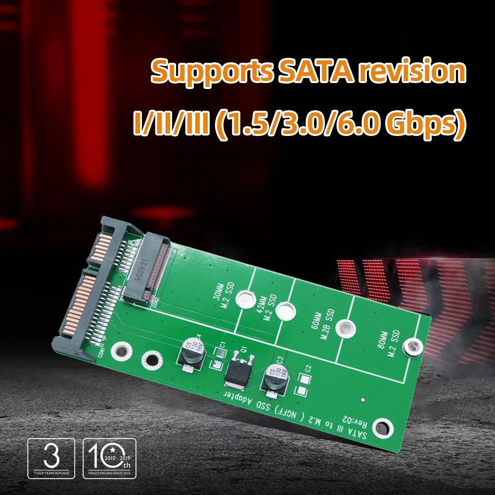 M.2 SSD Adapter B Key Hard Disk Card Reader SATA3 6G Card M2 SATA Riser 2.5 Inch M2 To SATA Adapter for 2230-2280 M.2 SATA SSD