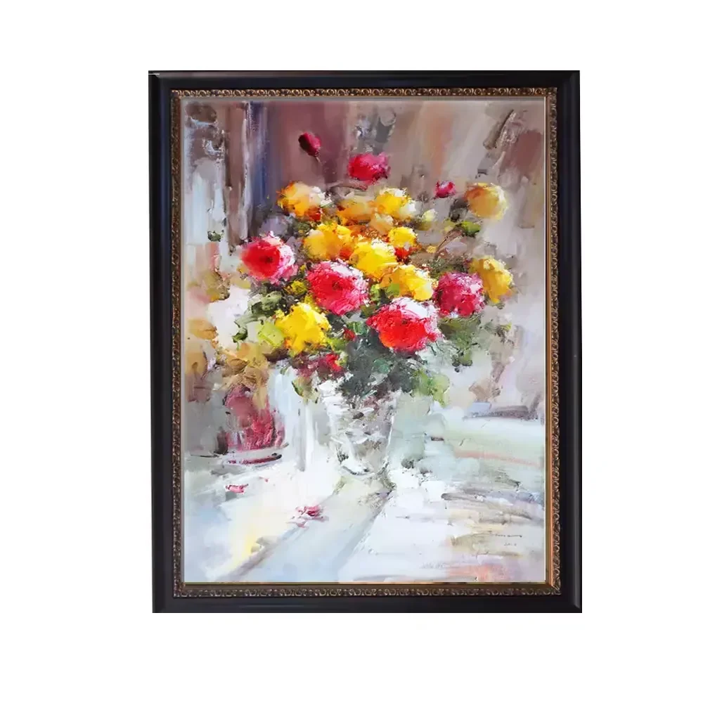 

Mural Abstract Colorful Flower Handmade Oil Painting Retro Home Decoration