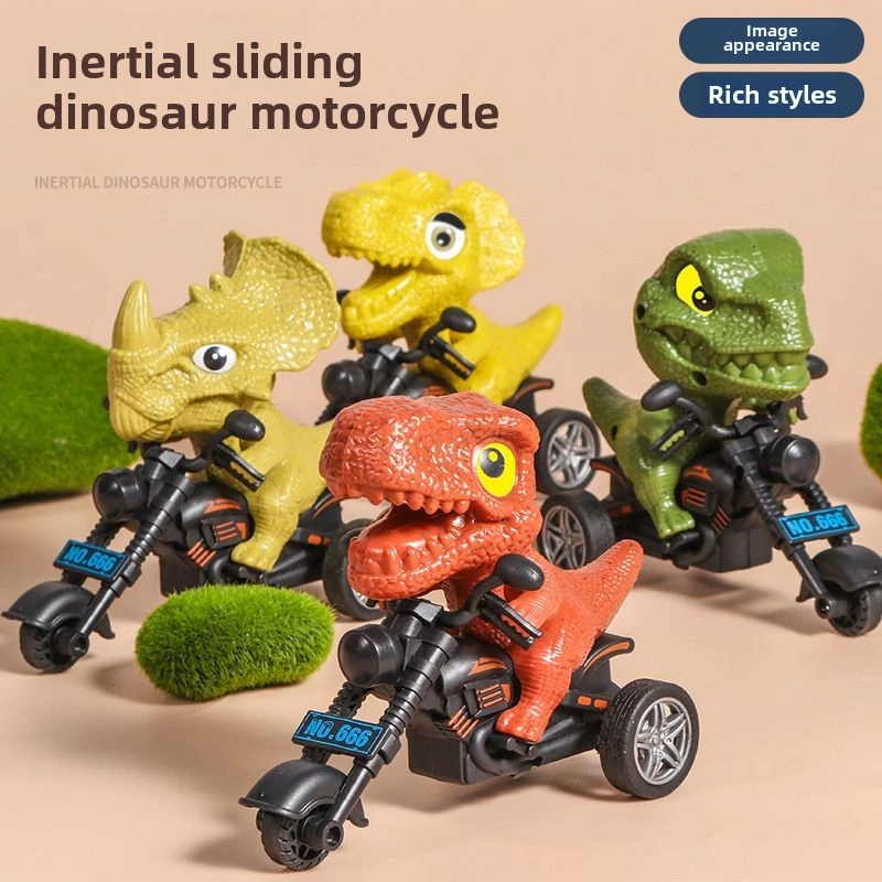 Mainan sepeda motor dinosaurus mobil simulasi geser inersia model Tyrannosaurus mobil anak laki-laki