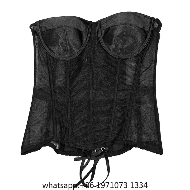 Women High End Tight Corset Bustiers With Bra Transparent Mesh Waist Girdle Shaper Vest Strapless Push Up Bodices  XXS To 5XL