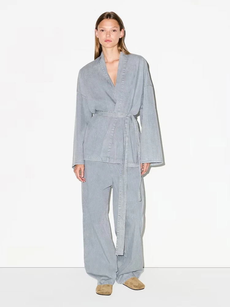 2025 جديد Faion لون نقي القطن الكتان سترة مفتوحة Jaet مع حزام فضفاض رداء علوي غير رسمي المرأة الحلو Sle معطف الربيع #3