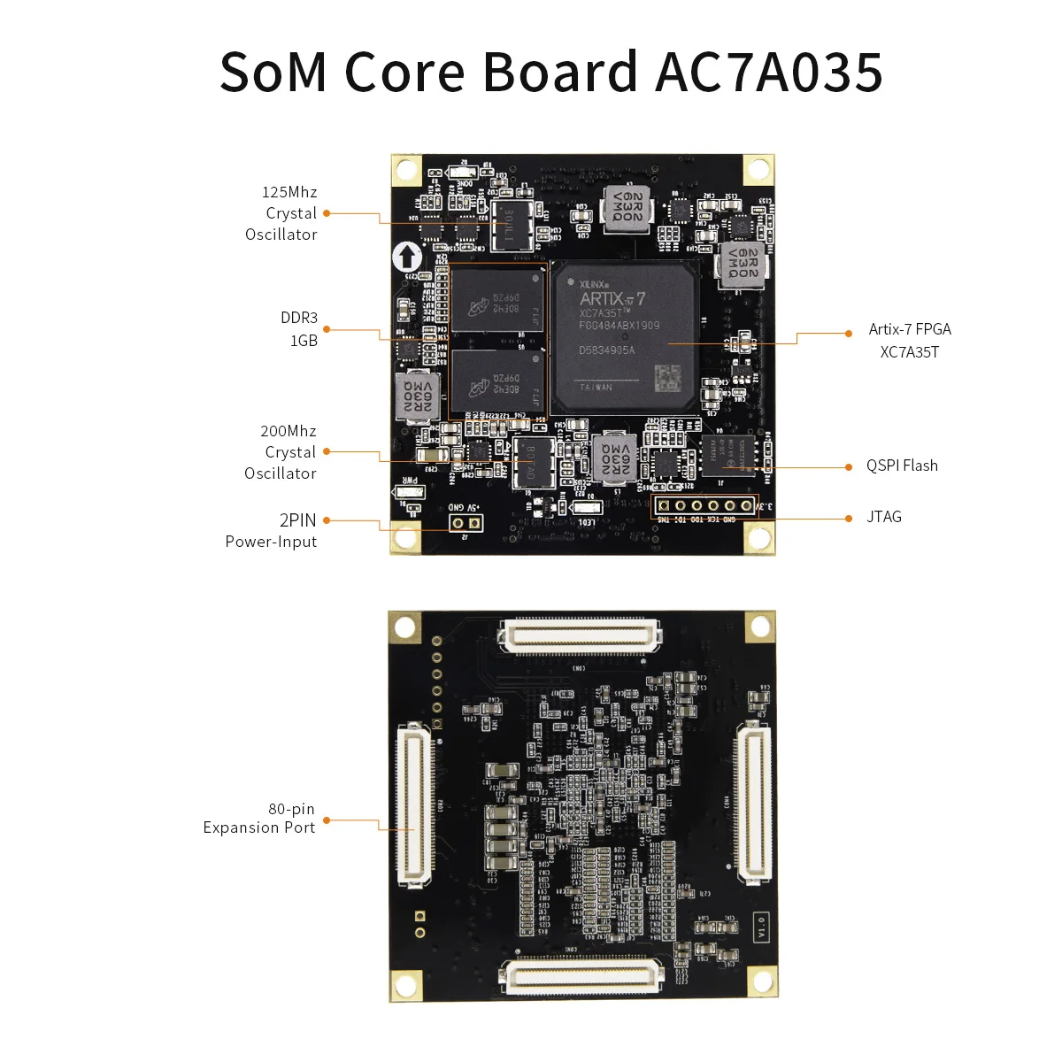 ALINX AX7A035: XILINX Artix-7 XC7A35T FPGA Development Board A7 SoMs XC7A 35T SFP PCIe