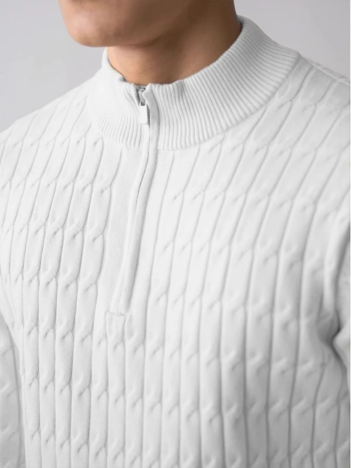 

Korean Sle Knitted f Zipper High Collar Men's Casual Faion Leisure f High Collar Sweater with Linen Texture