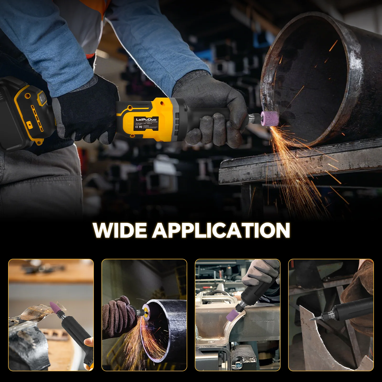 Бесщеточная шлифовальная машина, 25000 об/мин, 4 переменных скорости, шлифовка металла, полировка, удаление заусенцев, шлифовальный инструмент для Dewalt, 20 В, аккумуляторный штифт