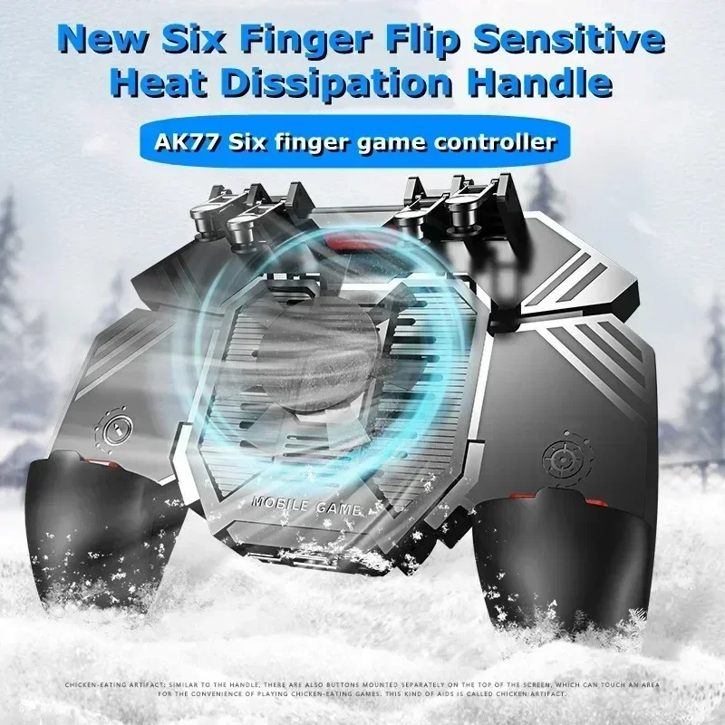 MEMO AK77 Mobile Phone 6 Finger Gamepad Joystick Controller with Cooling Radiator for PUBG Gaming Accessories for IPhone Android