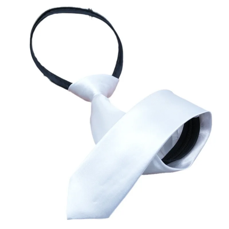 Corbata Blanca Pura con graffiti para decoración del Día del Padre, estilo de cremallera, sin necesidad de golpear, traje para niños de 7cm, 5cm, 8cm