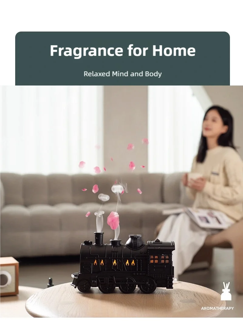 TINSOL Kleiner Zug-Aroma-Luftbefeuchter mit Doppeldüsen-Sprühfunktion und Fernbedienung, Ätherisches-Öl-Diffusor für das Schlafzimmer – Detail 8