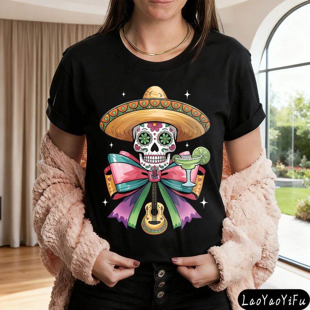 Fiesta Sugar Skull Shirt Cinco De Mayo Skull Shirt Mexican Party Shirt Woman Mexican Tee Day Drinking Tops Fiesta Party Tees