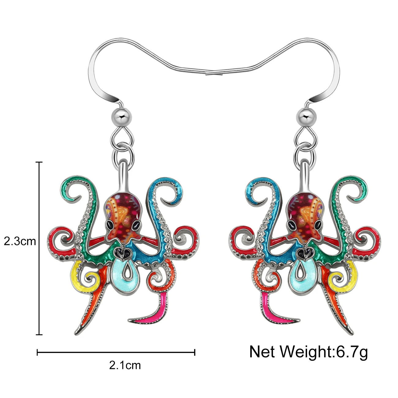 Bonsny Enamel Alloy Metal Squid Octopus Earrings Deep Ocean Fish Dangle Drop Charms For Women Girls Teens Gifts Fashion Jewelry