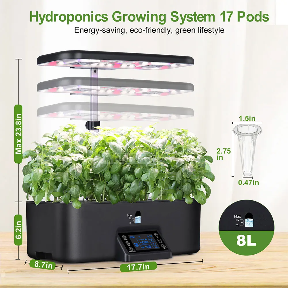 Hydroponic Grow Light, Smart Plant Grow Light, Full-Spectrum Grow Light, Smart Hydroponic Vegetable Grower