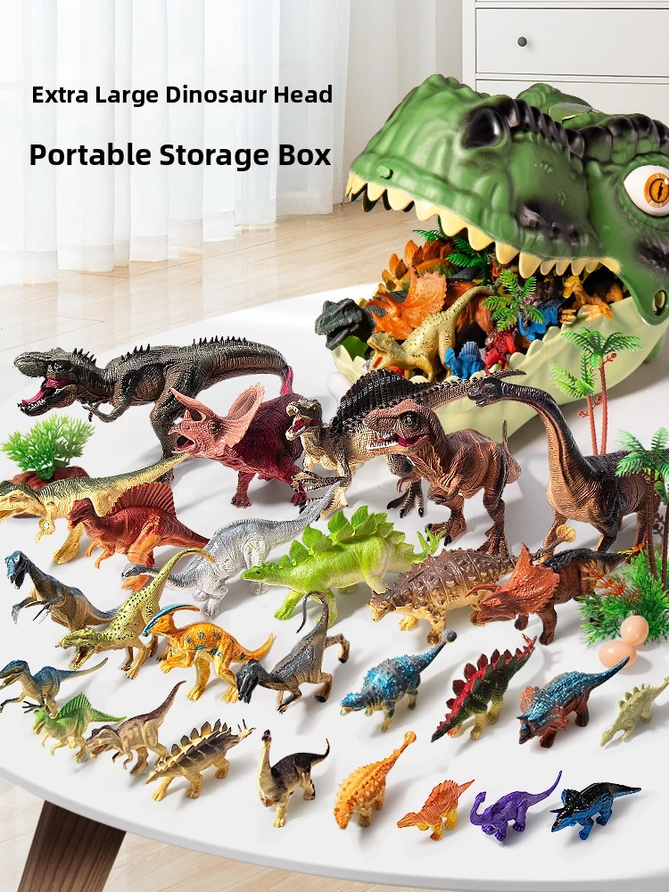 

46Pcs/Set Dinosaur Figures Toy Models Dinosaur World Educational Toys With Storage Dinosaur Head Storage Box Boys Holiday Gifts