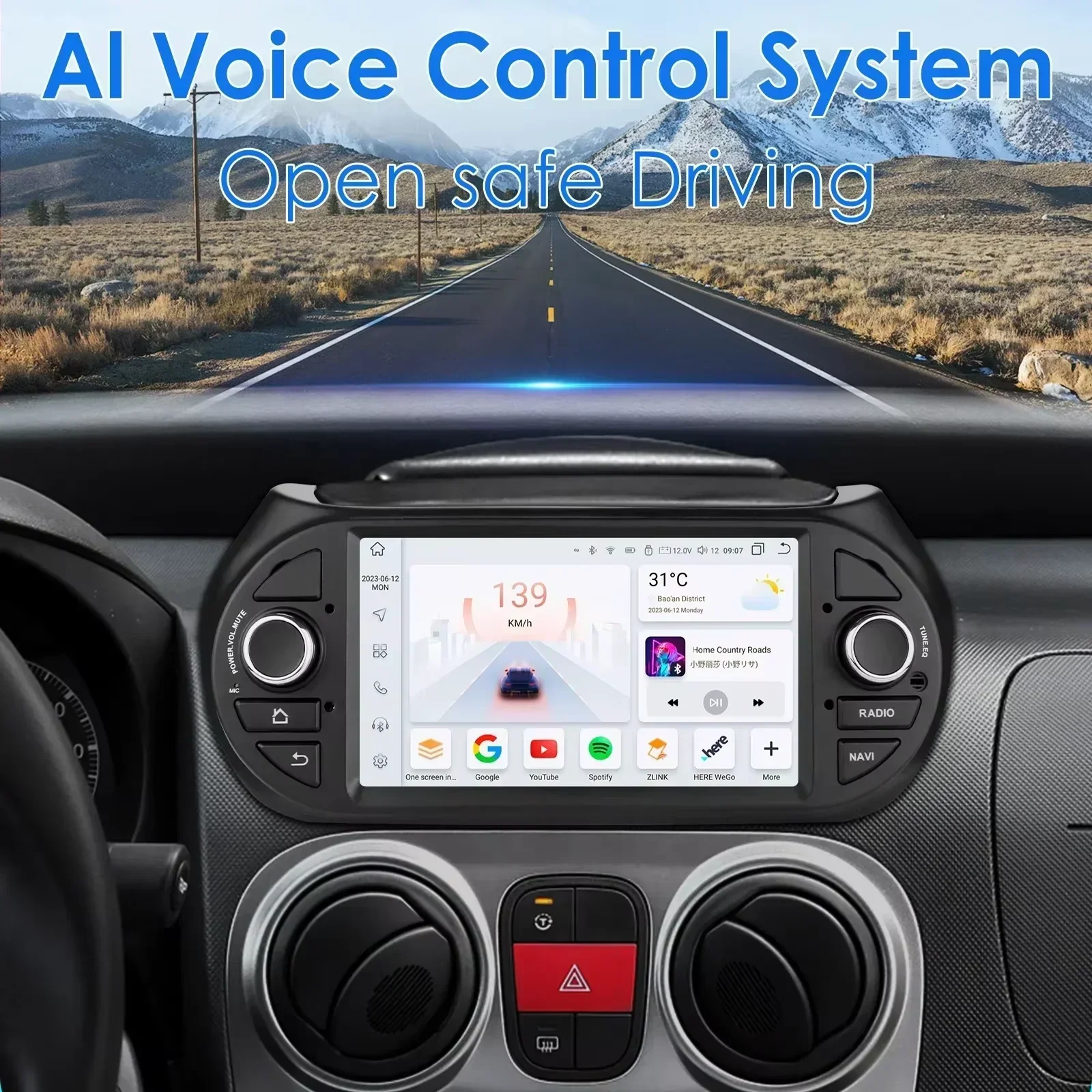 Hizpo 7 pulgadas Carplay 4G 7862 Android 14 Radio de coche para Fiat Fiorino/Citroen Nemo/Peugeot Bipper reproductor de vídeo Multimedia WIFI