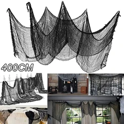 400cm Halloween Black Gauze Horror Haunted Houses Decor Black Creepy Cloth Party Home Doorway Wall Gauze Terror Scene Props