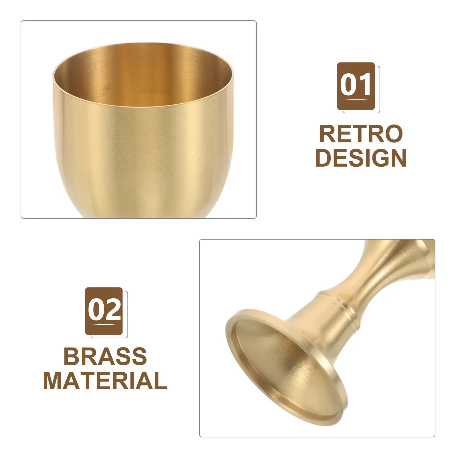2Pcs Vintage Gold Goblet Retro Brass Chalice Cup Decorative Medieval Drinking Goblet for Christmas Renaissance Fair Worship