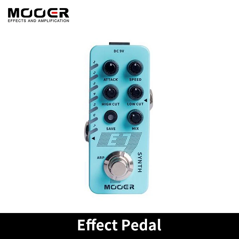 MOOER E7 Synth Guitar Pedal 7 Types Custom Synthesizer Synth Tones Like Trumpet Organ 8 Bits EDM/Pad with Individual Arpeggiator