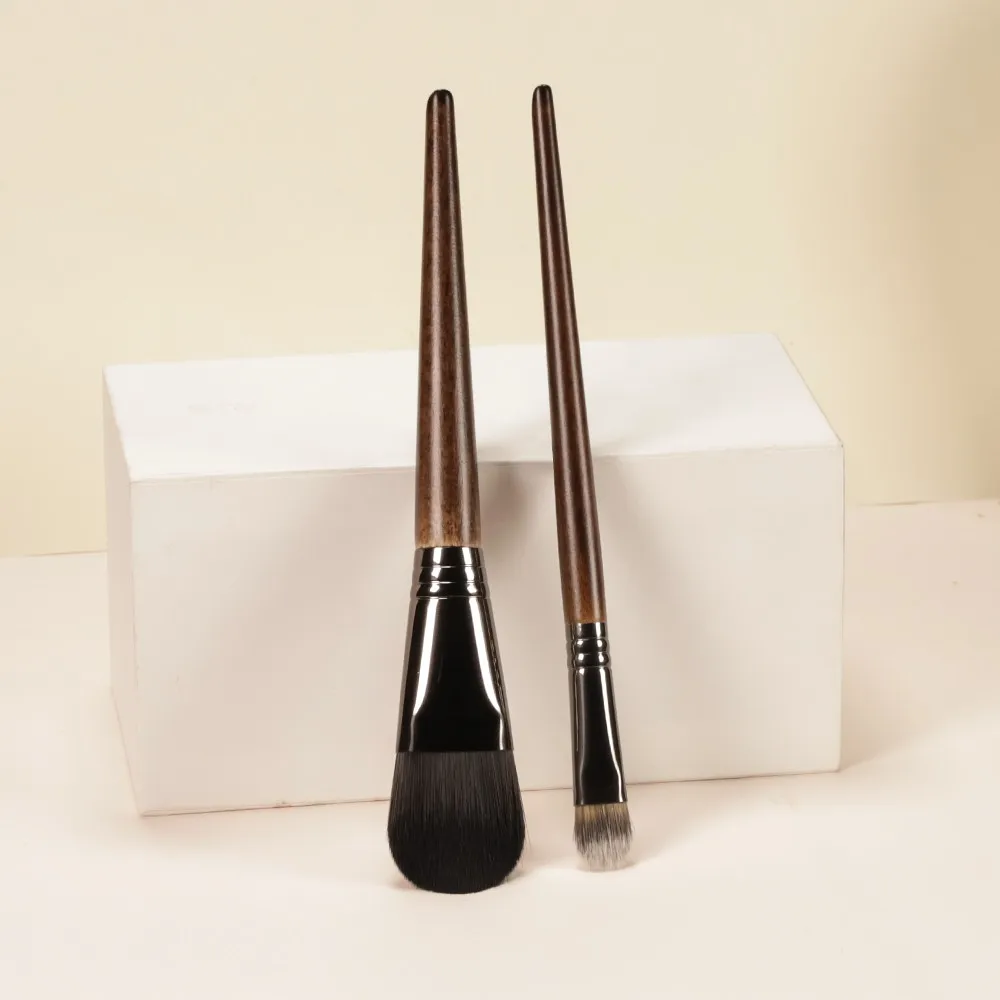 OVW 2pcs  Makeup Brush Set Cosmetic Synthetic Hair  Wood Handle Foundation Brush Concealer Beauty Tools