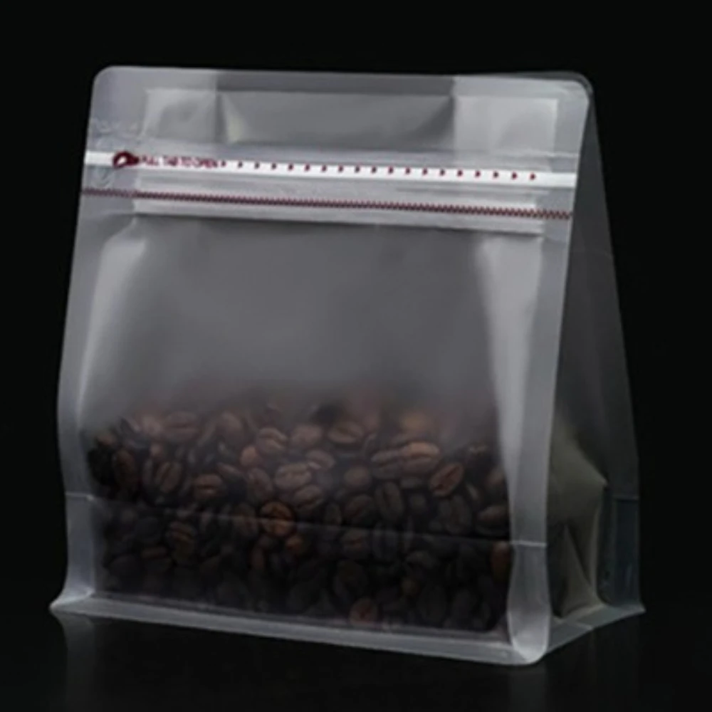 50pcs Recyclable Frosted Transparent Matte Coffee Powder Packing Bag with Valve 125g 250g 500g Rice Paper Food Storage Bag