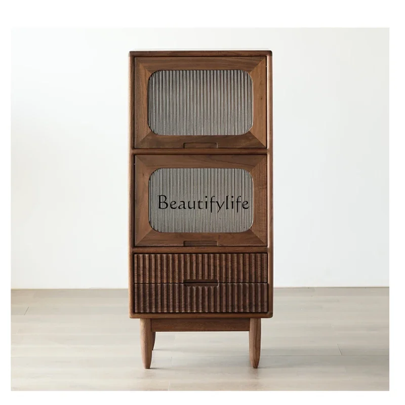

FG11Nordic Side Cabinet Solid Wood Narrow Modern Minimalist Living Room Sofa Side Cabinet Storage