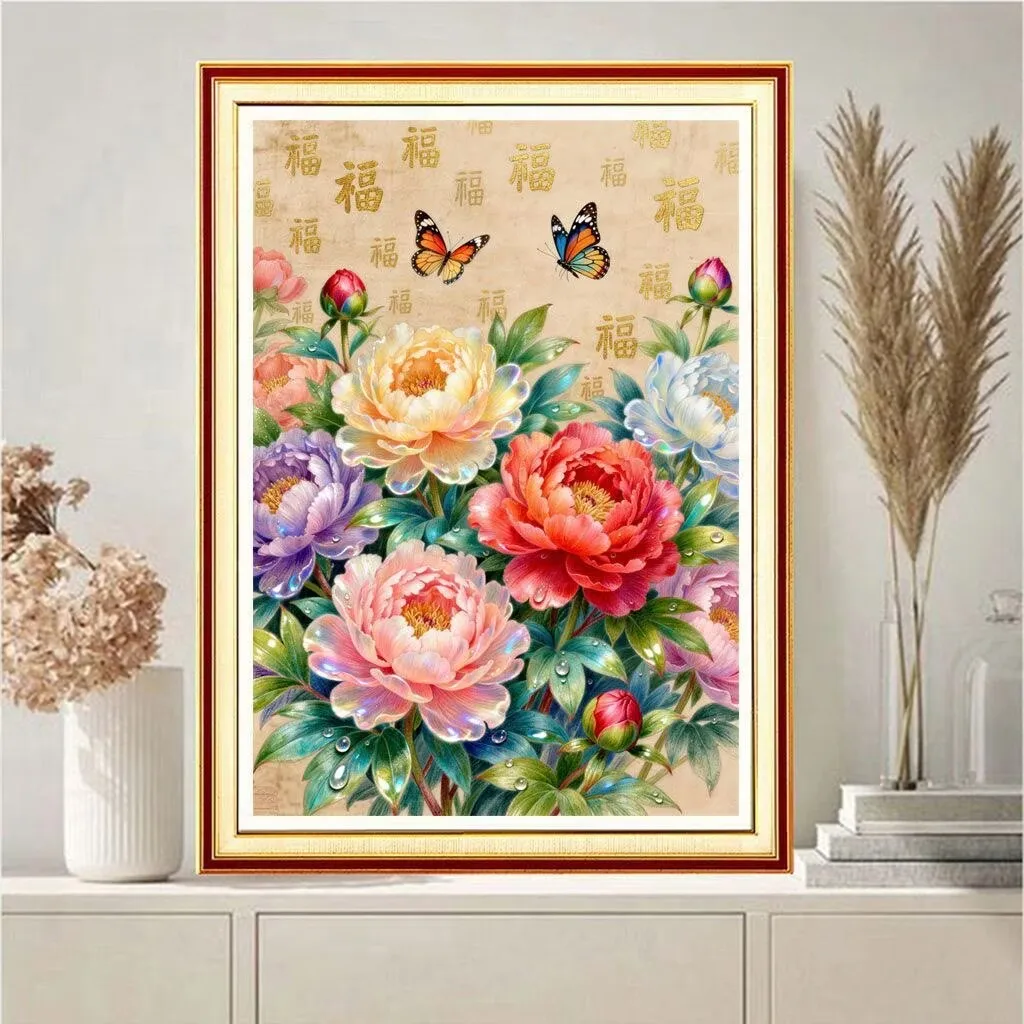 

Наборы для вышивания 9CT 11CT: Пионы в китайском стиле, наборы для рукоделия с нитками и иглой, для домашнего творчества