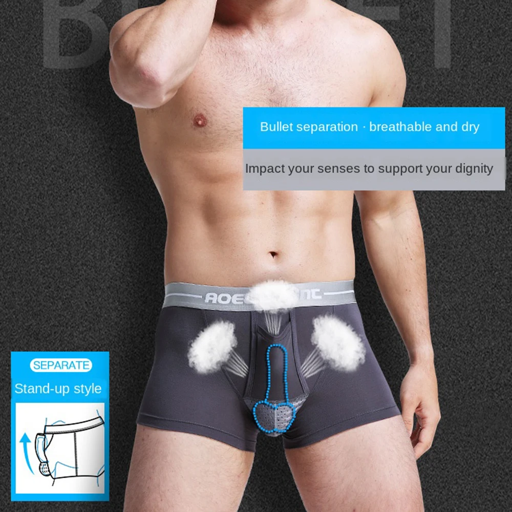 3Pc Men's Underwear U-Convex Anti-Movement Bullet Type Separated Spermatic Vein Boxers Varicose Scrotum Support Bag boxer shorts