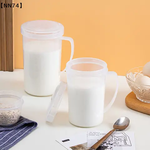 Milk  With Lid Yogurt Handle Cup Breakfast Cup Hot Milk Coffee Microwave Heating Measuring Cup With Scale Beverage Container[J]