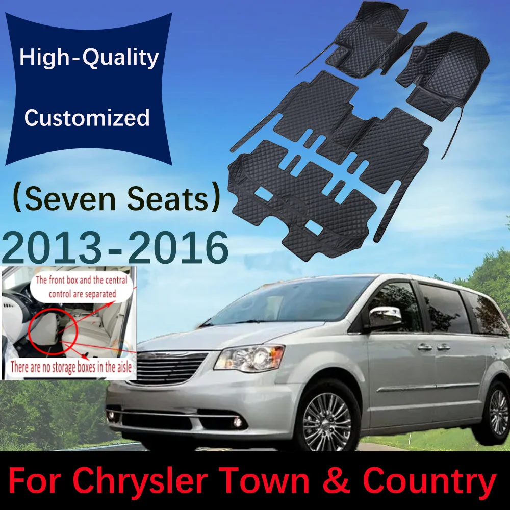 Custom Leather Car Floor Mats For Chrysler Town & Country 2013~2016 Automobile Carpet Rugs Auto Foot Pads Interior Accessories