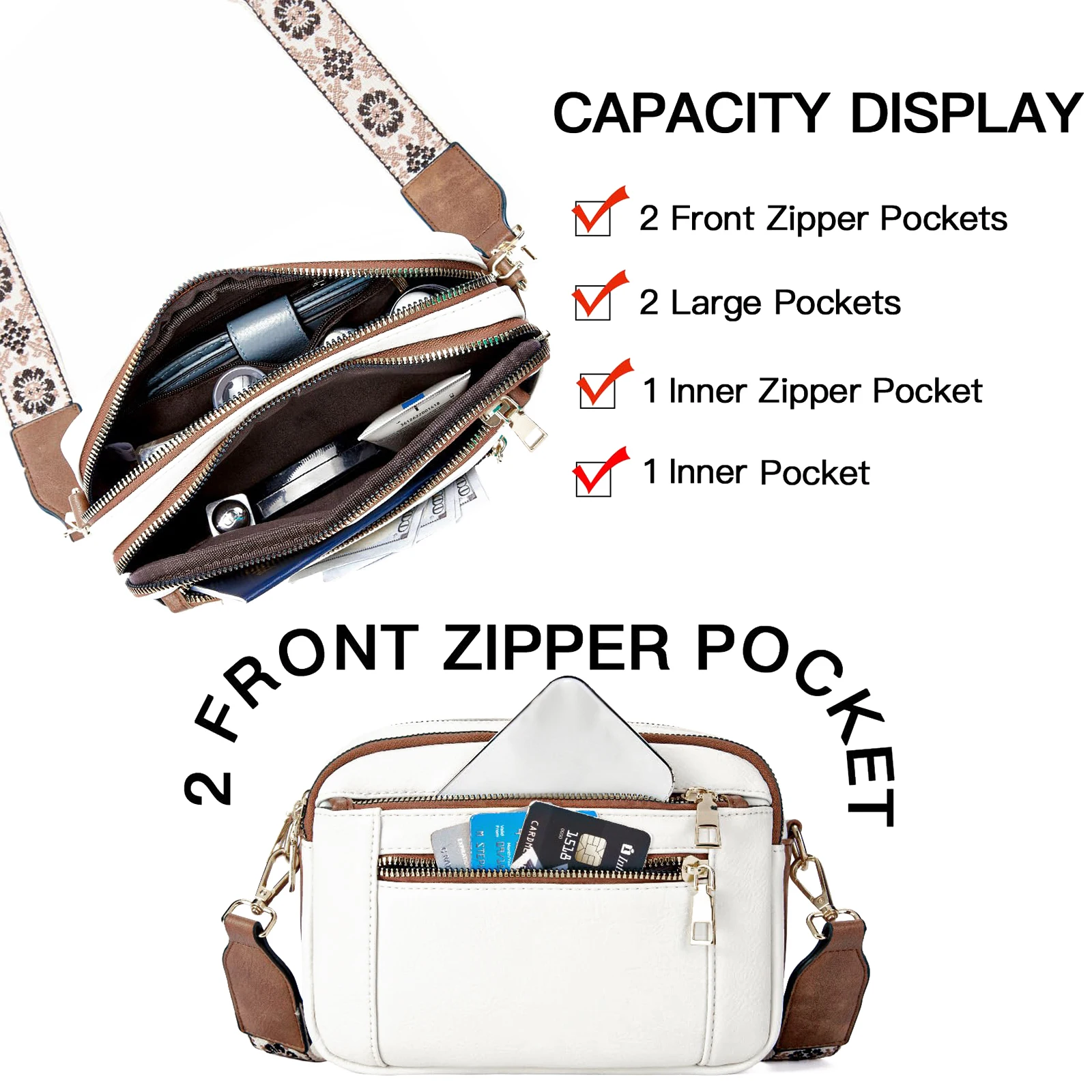 Crossbody Purse For Women Small Crossbody Bags Trendy Vegan Leather With Adjustable Shoulder Strap Multi-pocket & Waterproof