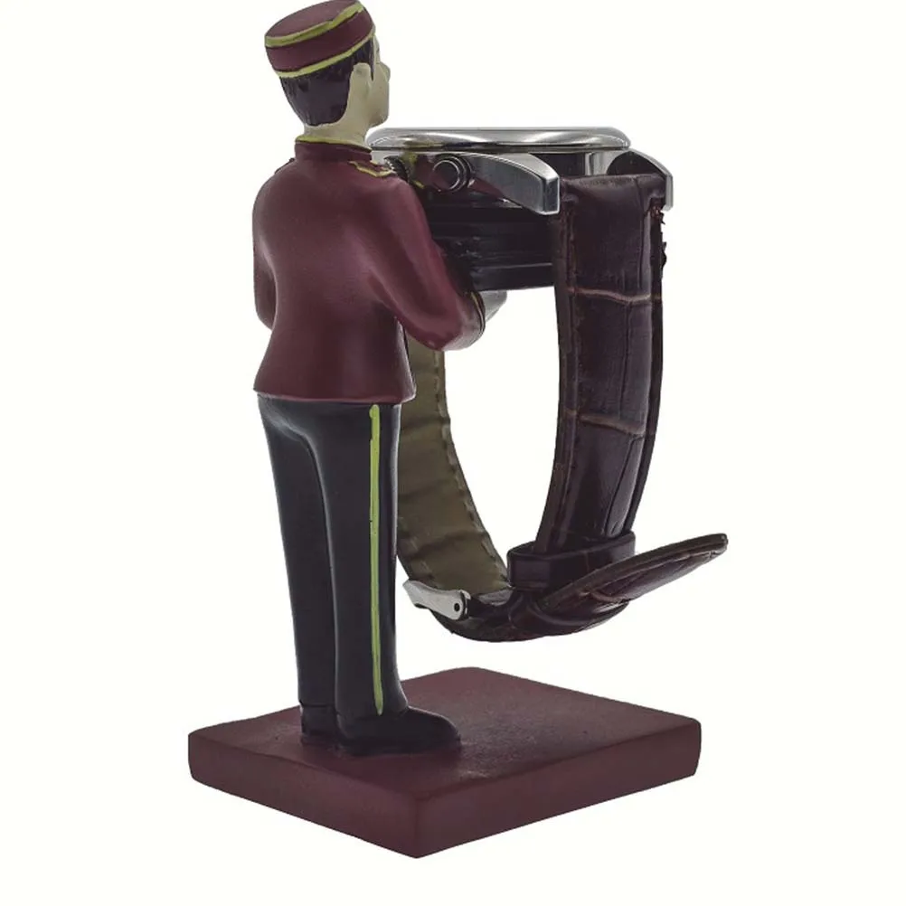 1Pcs Watch Rack Waiter Shaped Resin Premium Watch Holder Home Store Office Display Rack Unique Creative Dark Red