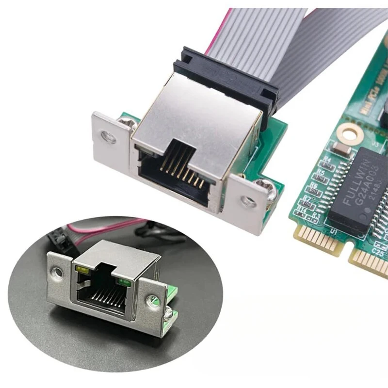 Mini PCIE Gigabit Ethernet Network Adapter RTL8111FH Chip 10/100/1000Mbps Mini PCI Express to RJ45 COM Port Lan Card