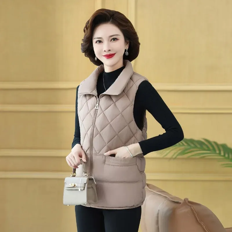 Fashionable Waistcoat Lapel Lunch Break Waistcoat Cotton Coat Autumn and Winter Vest Short Versatile Down Cotton Vest
