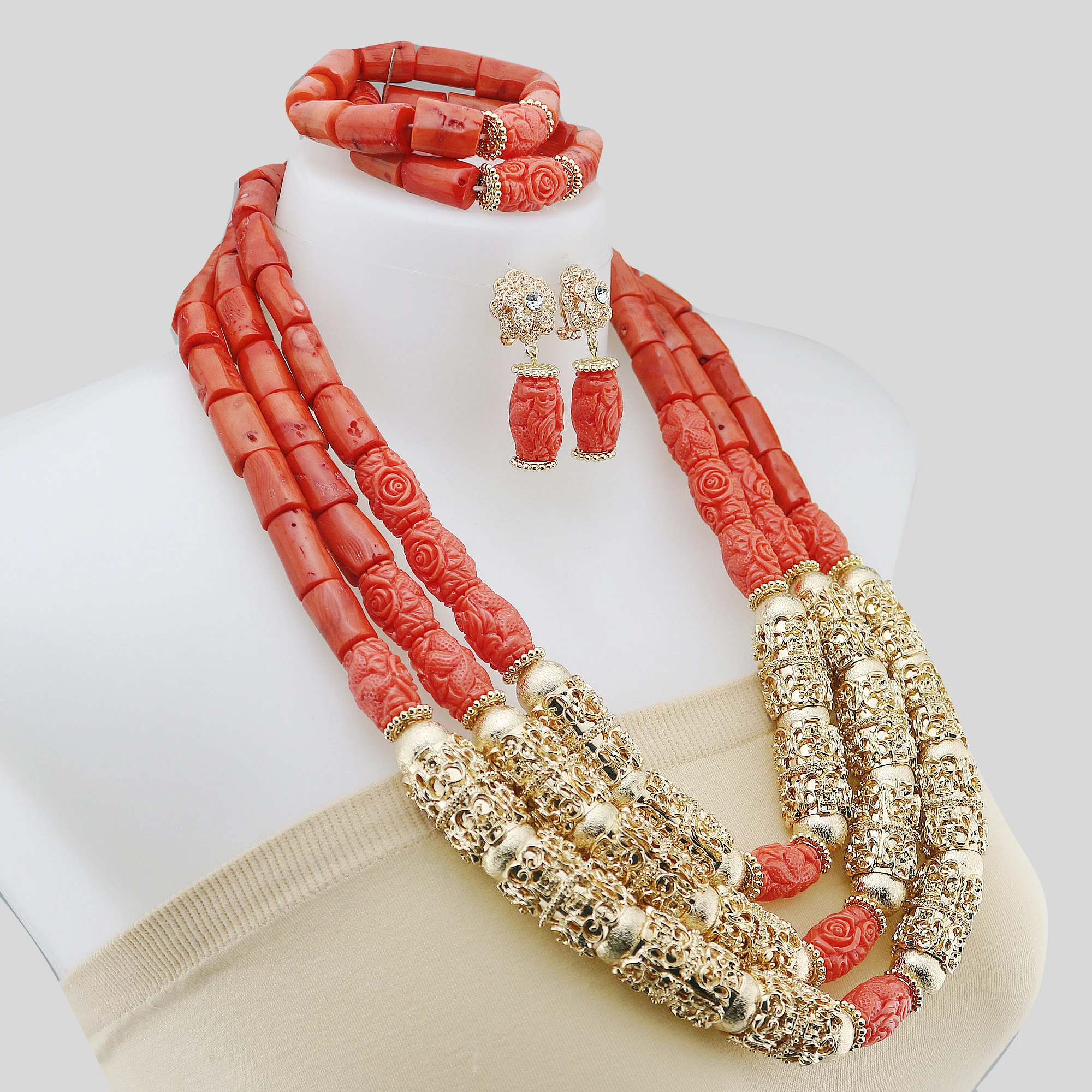 Latest New Artificial Coral Beads Sale Beads Jewelry Set Nigerian Wedding African Beads Jewelry Sets