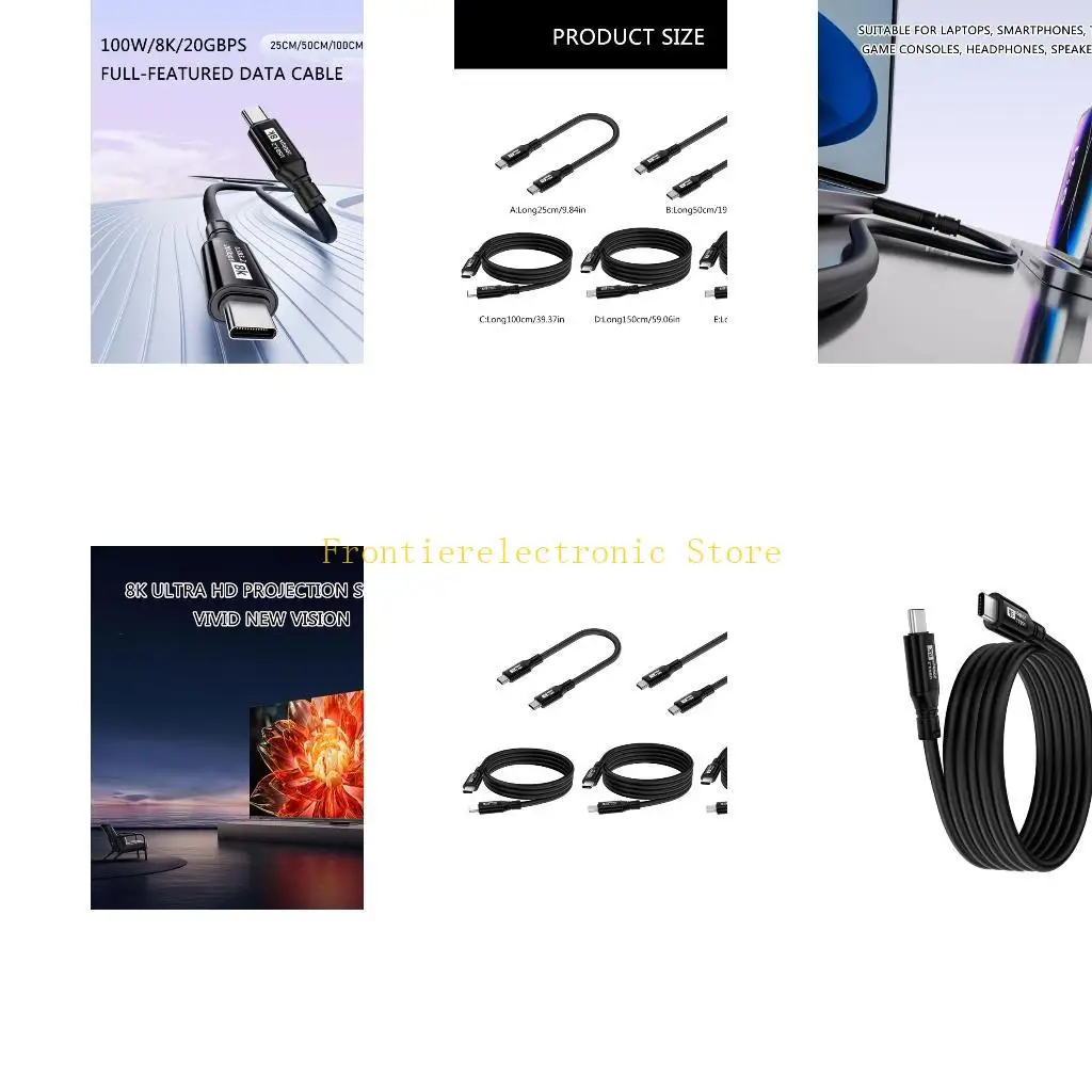 G8DB 20Gbps Data Transfer Line 100W Quick Charging Cord Support 8K60Hz Video Transfer