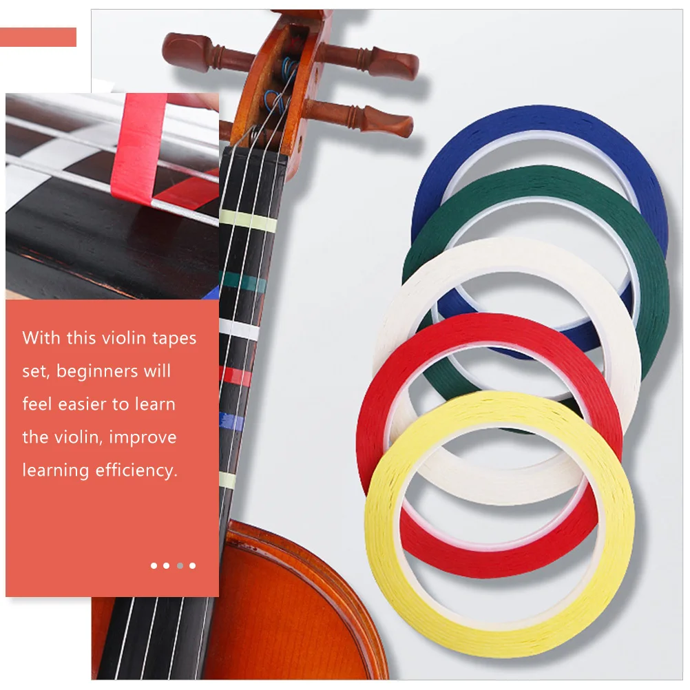 

6pcs Violin Fingerboard Stickers Colorful Position Tapes for Beginners White Red Green Black Blue Yellow Cello Accessories