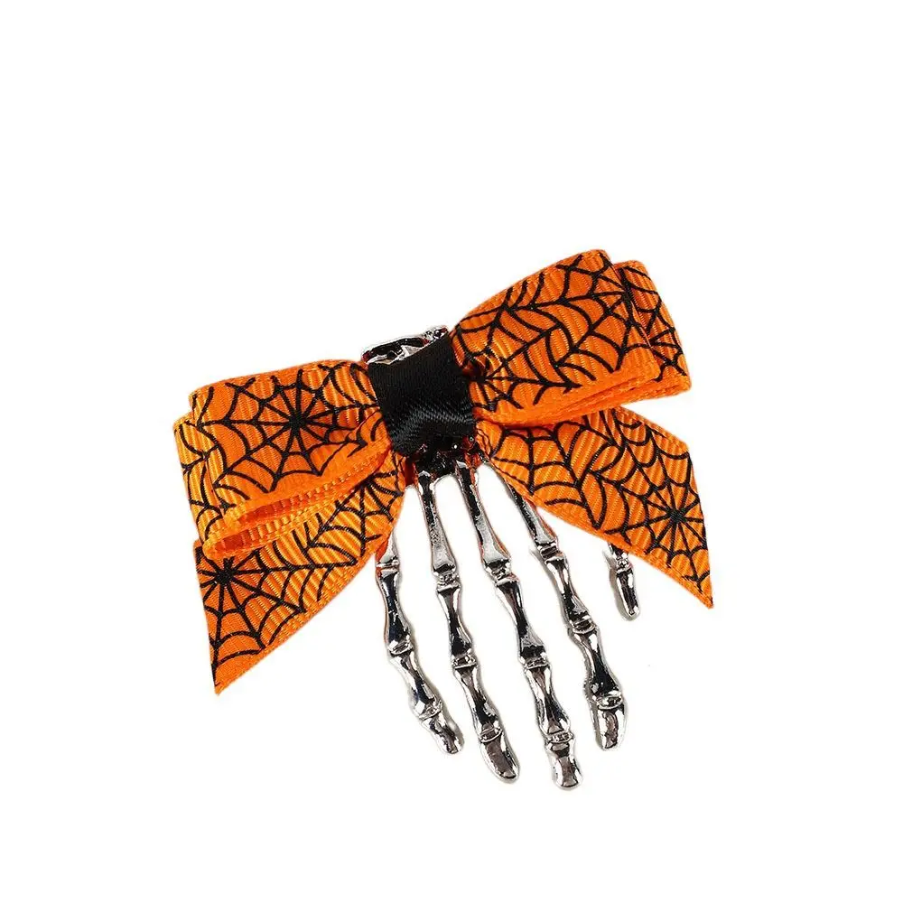Retro Cloth Ghost Claw Hair Clip Skeleton Headwear Bow Knot Hair Clip Hair Accessories Halloween Hairpin Back Head