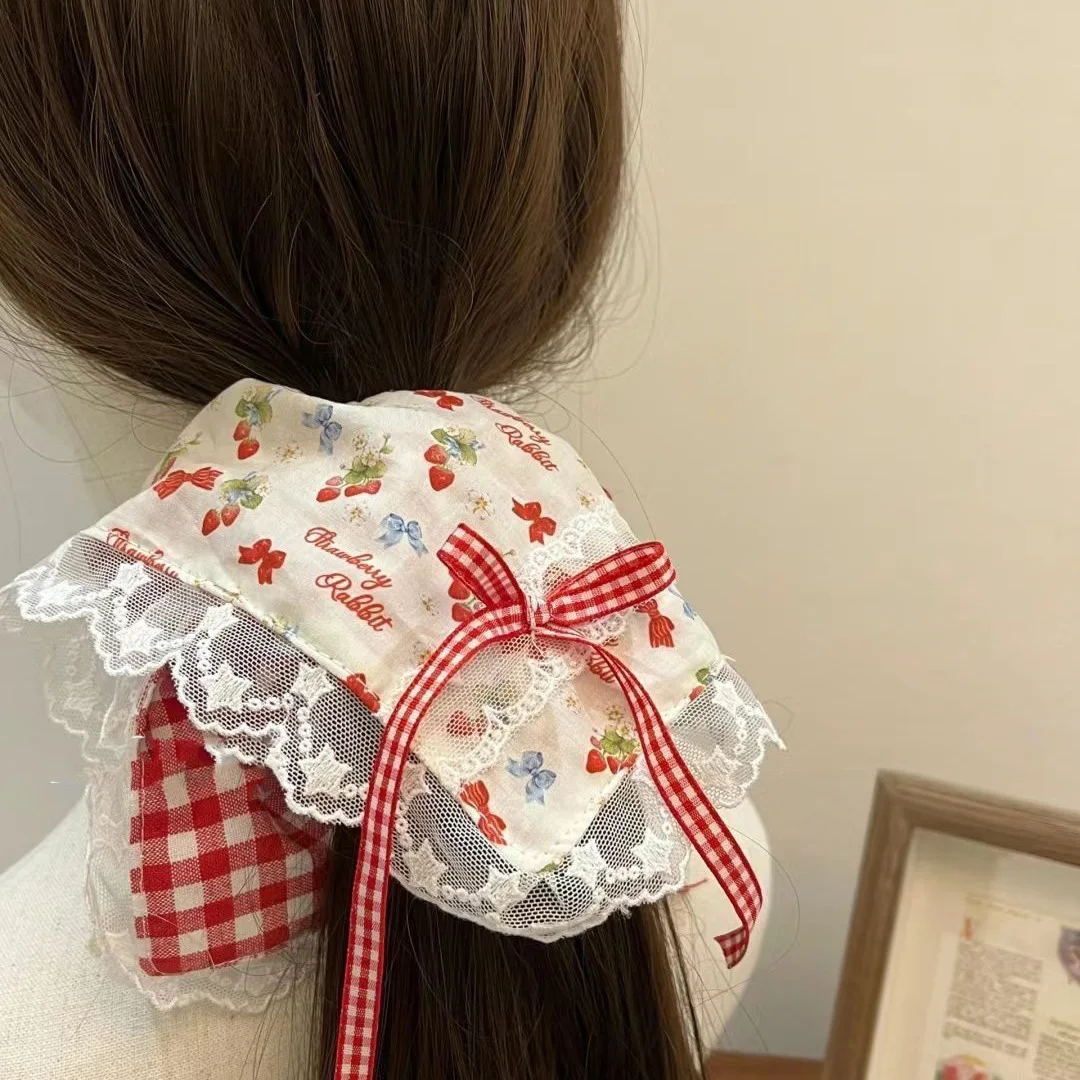 Garden style small fresh strawberry square hair circle girl day simple square towel large bowel circle Sen female sweet