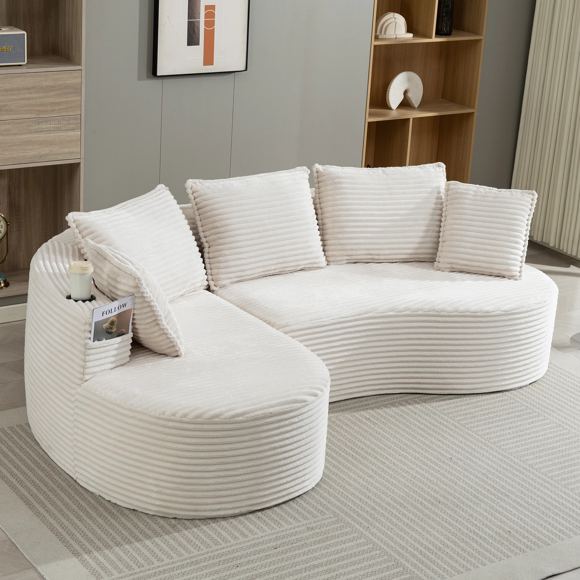 Sofá plegable de pana, suave y transpirable, con portavasos y bolsillo de almacenamiento, espuma de alta densidad, almohada, varios colores, para todas las habitaciones