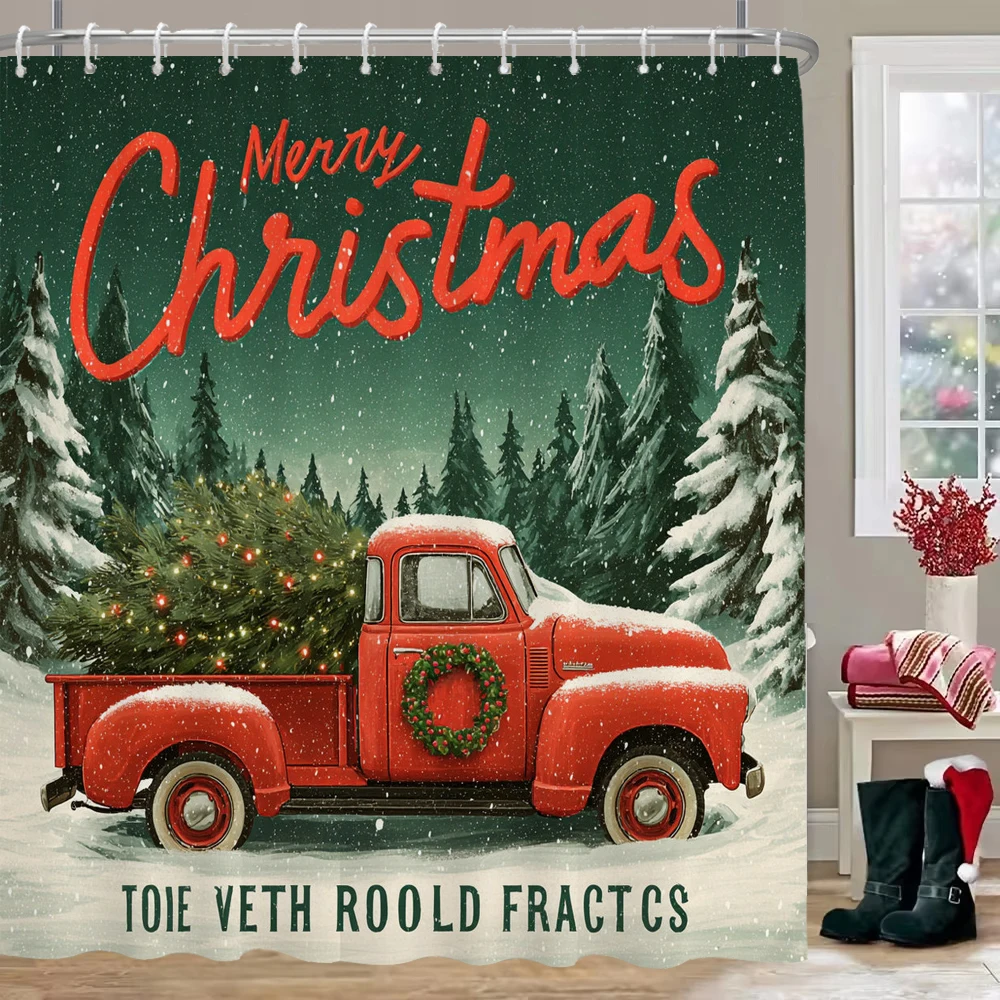 

Занавеска для купания с принтом рождественской елки, рождественская занавеска для душа с крючками, домашний декор и аксессуары для ванной комнаты