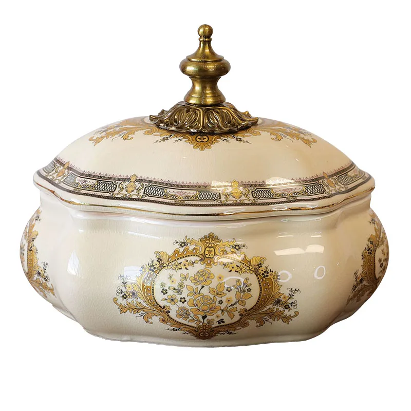 

Modern simple light luxury alloy ceramic storage tank, European and American living room entrance storage decoration, candy snac