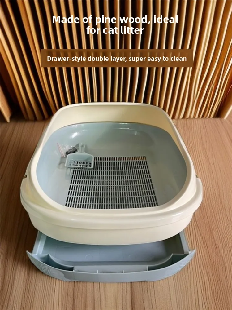 

Open-Top Double-Layer Mesh Litter Box Pet Toilet 20kg Large Sand Tray Manual Cleaning No Odor Control Smart Features