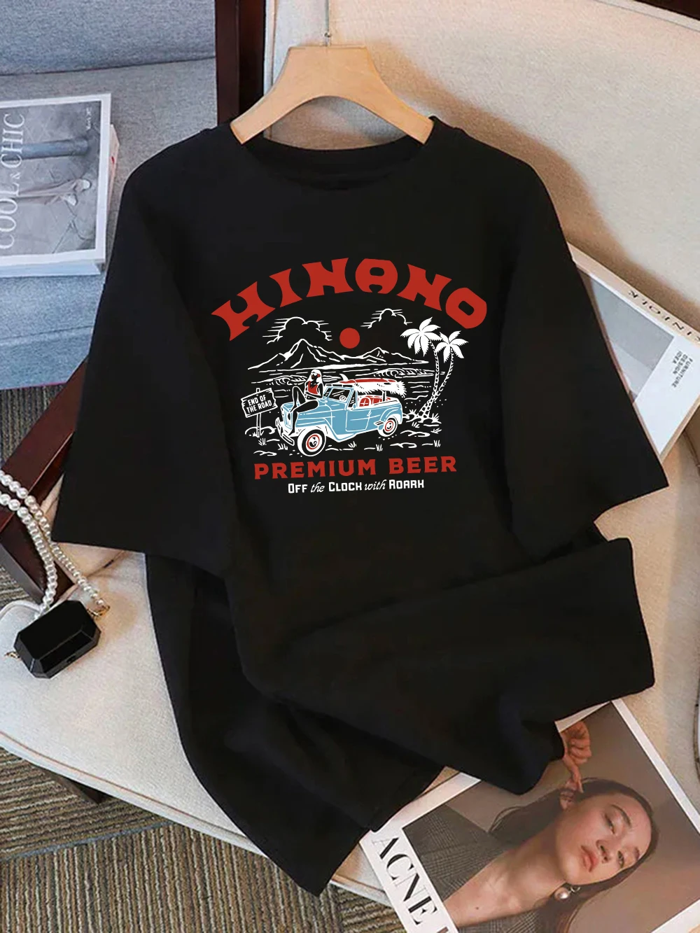 

Women T-Shirt Cotton Summer Hinano Premium Beer Printed Short Sleeve Tees O-Neck Comfortable Loose Tops Holiday Woman Clothes