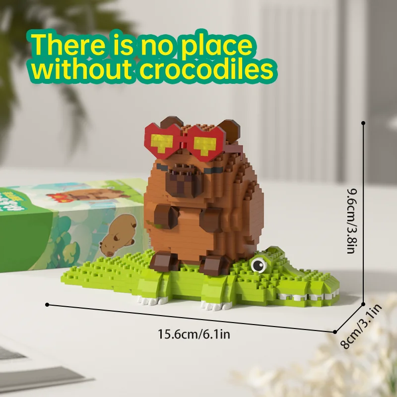 "Schattig Capybara blokfiguur - Desktop Decormodel met oranje accessoire |   Meme Lover's Collectible"