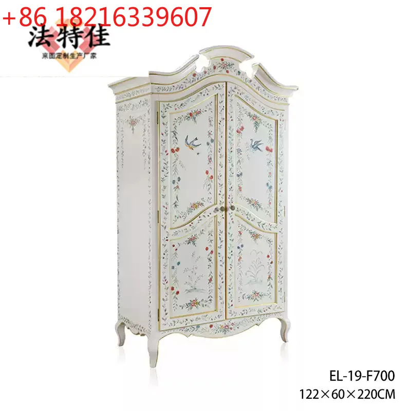 YAO Furniture Solid Wood Painted 1.2m Double Door Wardrobe Solid Wood Bedroom Storage