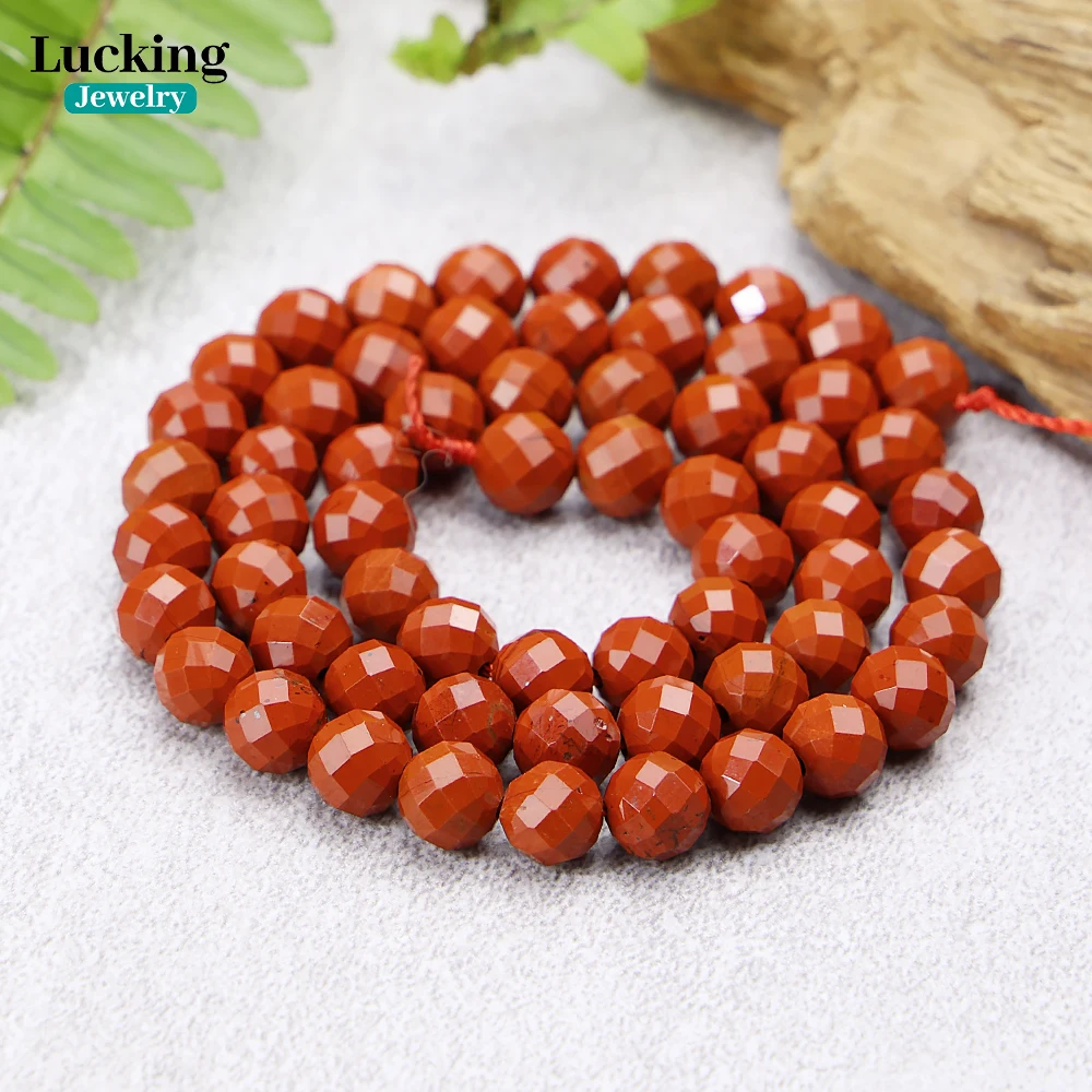 100% Natural Faceted Red Jasper Red Stone Loose Beads For Jewelry Making Bracelet Necklace Accessories 15'' 4 6 8 10mm