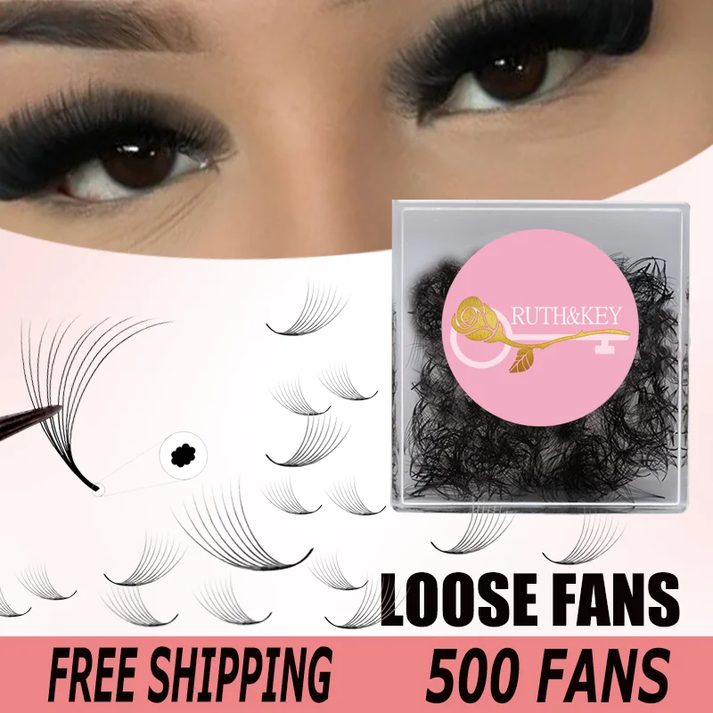 

500 Premade Loose Fan Lash 8D 10D Pointy Base Thin Root Handmade Ready Volume Eyelash Extension Medium Stem Sharp False Eyelash