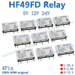 10PCS Relay HF49FD 005 012 024-1H11 1H12 1H11T 1H12T 5V 12V 24VDC 100% New original