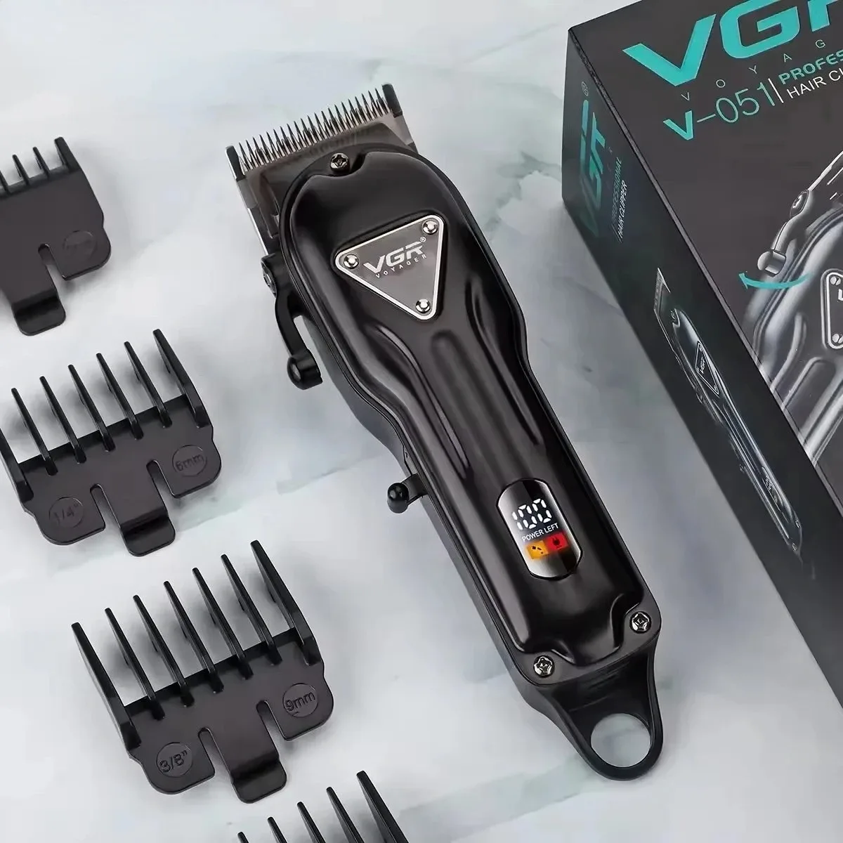VGR Hair Clipper Professional Trimmer Rechargeable Haircut Machine Adjustable Clipper Barber LED Electric Hair Clipper Men V-051