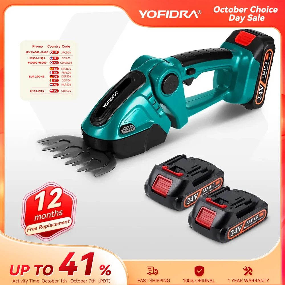 Yofidra 2in1 Electric Hedge Trimmer 20000rpm Household Lawn Mower Garden Scissors Grass Power Tool For Makita 18V Battery Pin