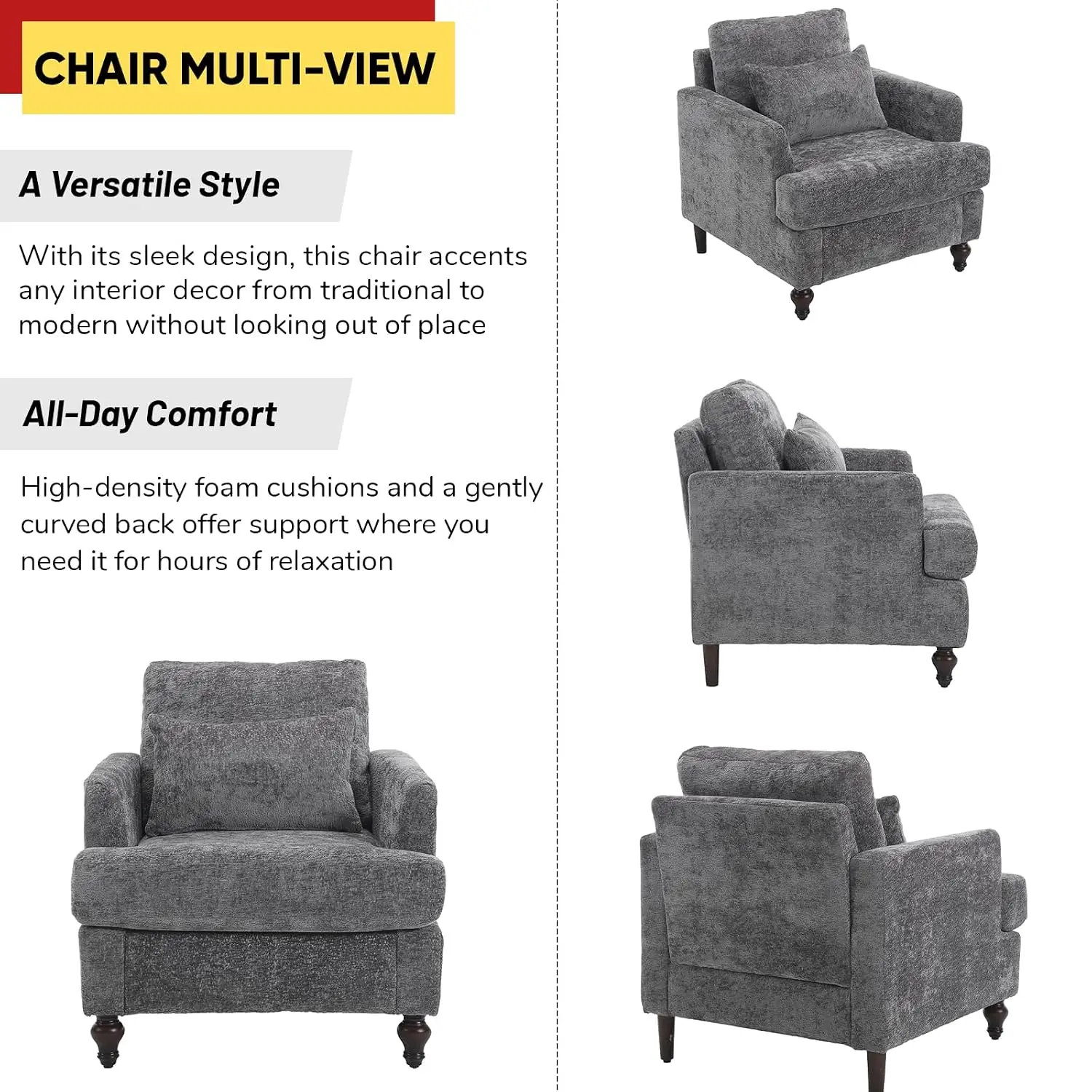 Mid-Century Modern Loveseat & Accent Chair Set, Chenille 2-Piece Furniture for Living Room Apartment Office, Customized